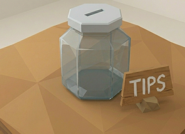 The month's tip jar — nearly empty